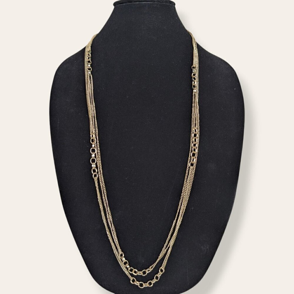 (2/$20) 4-Strand Chain & Circle Link Necklace